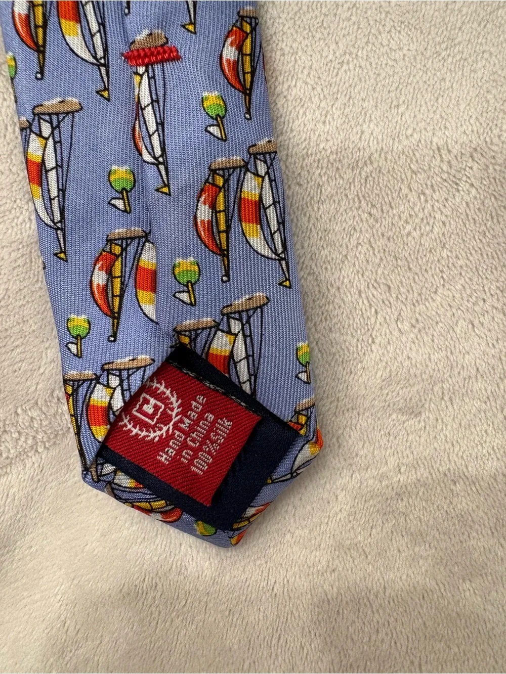 Chaps Men's Light Blue sailboat Patterned Silk Tie